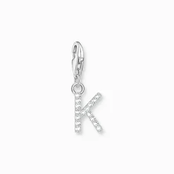 Charm-hängsmycke bokstaven K med vita stenar silver>Thomas Sabo Hot