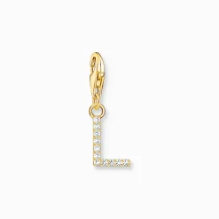 Charm-hängsmycke bokstaven L med vita stenar guldpläterad>Thomas Sabo Best