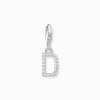Charm-hängsmycke bokstaven D med vita stenar silver>Thomas Sabo Hot