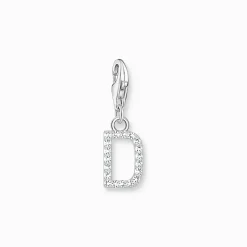 Charm-hängsmycke bokstaven D med vita stenar silver>Thomas Sabo Hot