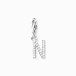 Charm-hängsmycke bokstaven N med vita stenar silver>Thomas Sabo Outlet