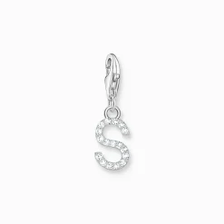 Charm-hängsmycke bokstaven S med vita stenar silver>Thomas Sabo Clearance