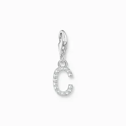 Charm-hängsmycke bokstaven C med vita stenar silver>Thomas Sabo