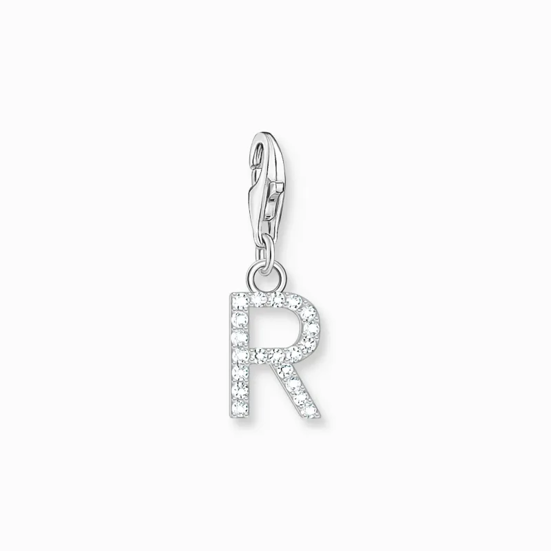Charm-hängsmycke bokstaven R med vita stenar silver>Thomas Sabo Clearance