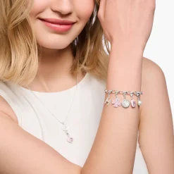 Charm-hängsmycke rosa sten silver>Thomas Sabo Sale
