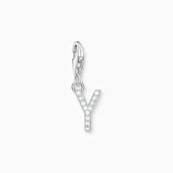 Charm-hängsmycke bokstaven Y med vita stenar silver>Thomas Sabo Online