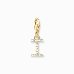 Charm-hängsmycke bokstaven I med vita stenar guldpläterad>Thomas Sabo Online