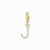 Charm-hängsmycke bokstaven J med vita stenar guldpläterad>Thomas Sabo Best