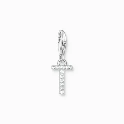 Charm-hängsmycke bokstaven T med vita stenar silver>Thomas Sabo Clearance