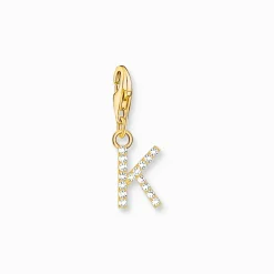 Thomas Sabo Charm-hängsmycke bokstaven K med vita stenar guldpläterad> Sale