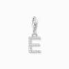 Charm-hängsmycke bokstaven E med vita stenar silver>Thomas Sabo Best