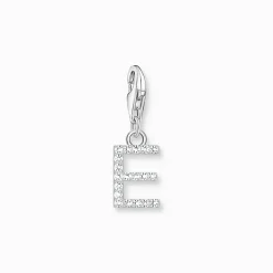 Charm-hängsmycke bokstaven E med vita stenar silver>Thomas Sabo Best