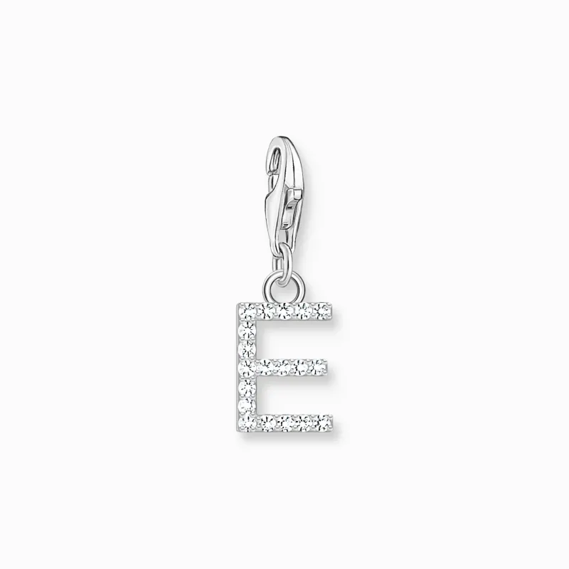 Charm-hängsmycke bokstaven E med vita stenar silver>Thomas Sabo Best