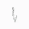 Charm-hängsmycke bokstaven V med vita stenar silver>Thomas Sabo Outlet