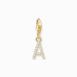 Charm-hängsmycke bokstaven A med vita stenar guldpläterad>Thomas Sabo Best