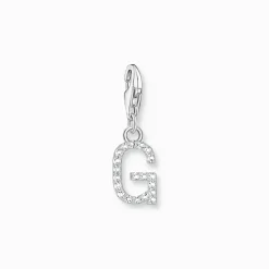 Charm-hängsmycke bokstaven G med vita stenar silver>Thomas Sabo Discount