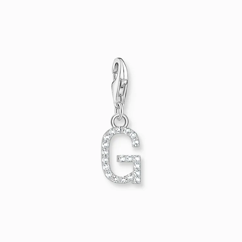 Charm-hängsmycke bokstaven G med vita stenar silver>Thomas Sabo Discount