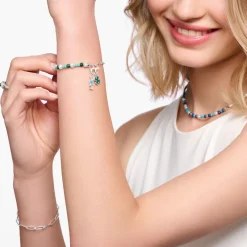 Charm-hängsmycke grönt klöverblad silver>Thomas Sabo Best