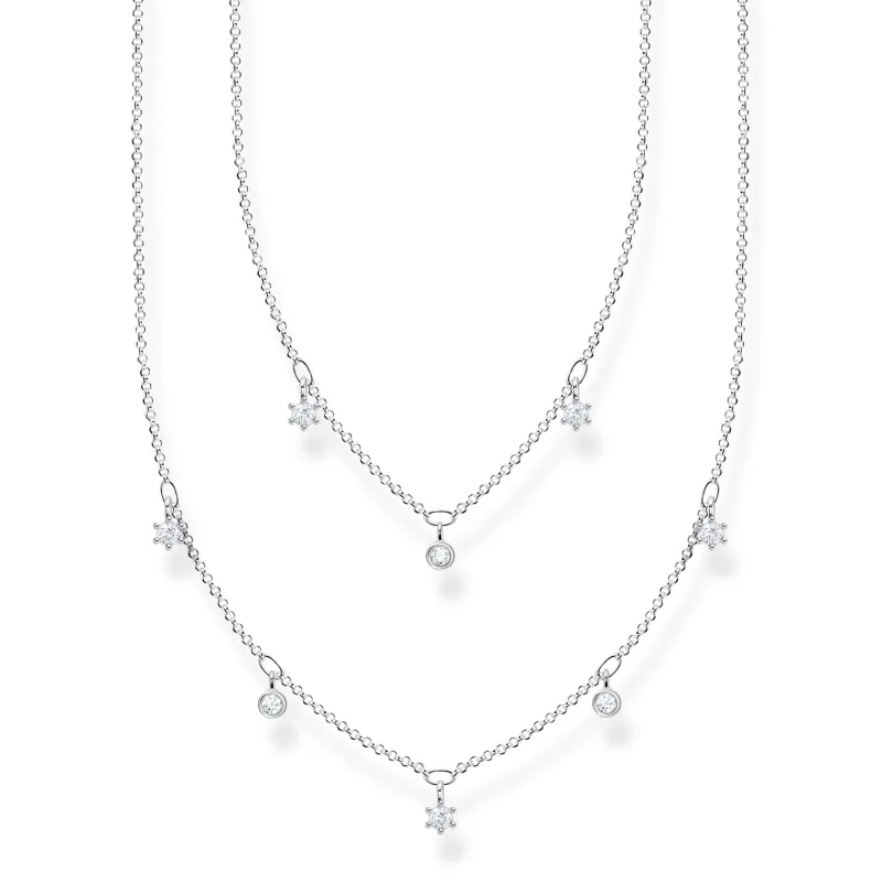 Halsband dubbelt silver med vita stenar – KE2072-051-14 (MEGA KAMPANJ)>Thomas Sabo Outlet