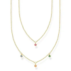 Halsband Dubbelt Guld med Färgade Stenar – KE2078-488-7>Thomas Sabo New