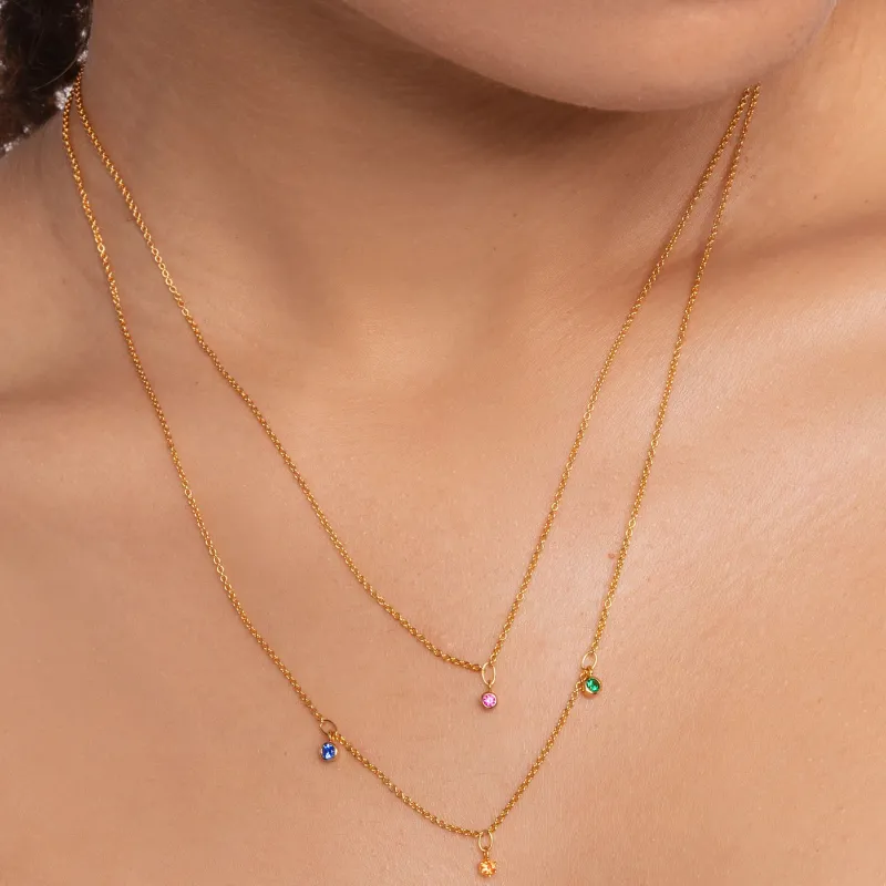 Halsband Dubbelt Guld med Färgade Stenar – KE2078-488-7>Thomas Sabo New