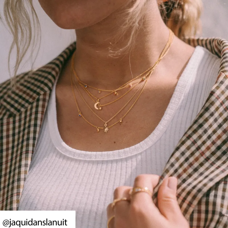 Halsband Dubbelt Guld med Färgade Stenar – KE2078-488-7>Thomas Sabo New