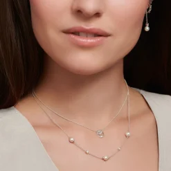 Halsband pärlor med vita stenar silver – KE2120-167-14><noscript><img width=