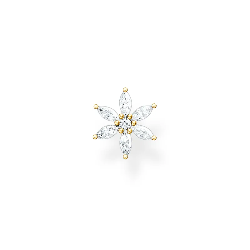 Individuellt Stiftörhängen Blomma Vit Stenar Guld – H2196-414-14>Thomas Sabo Hot