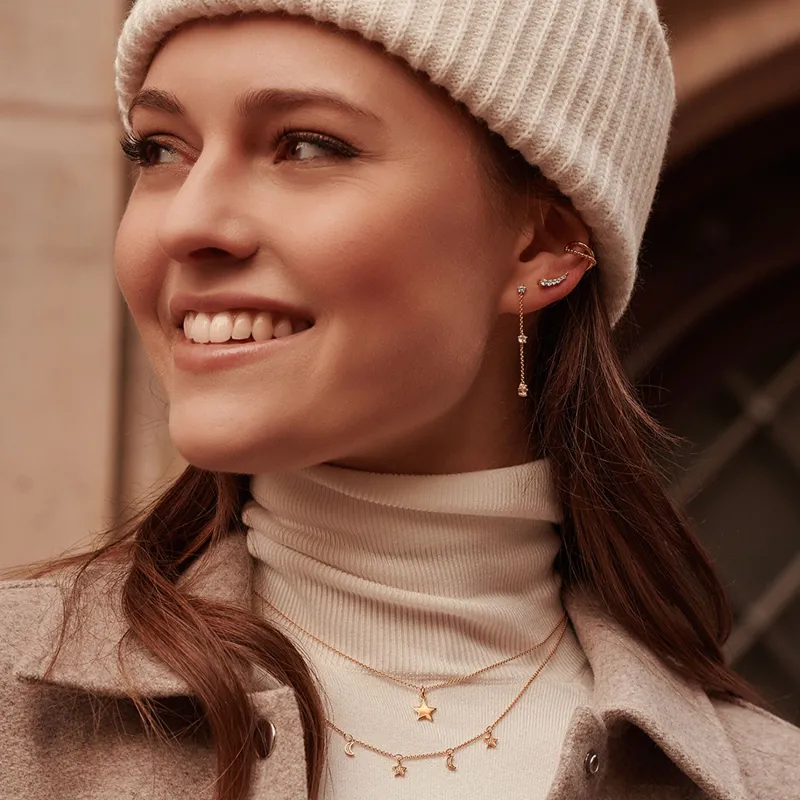 Individuellt Örhängen Vita Stenar Guld – H2150-414-14>Thomas Sabo Online