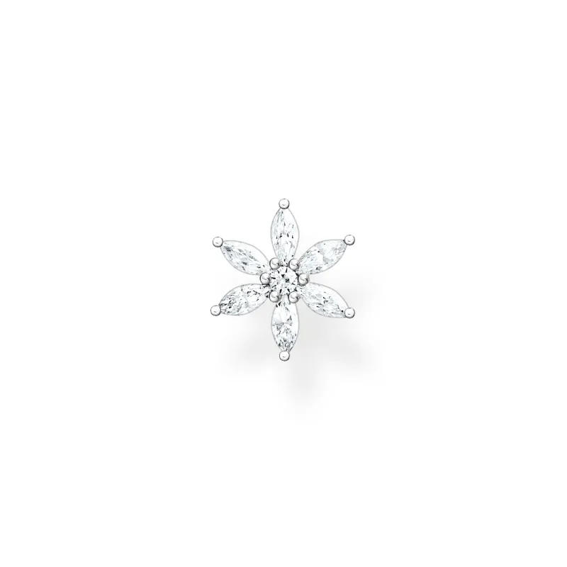 Individuellt Stiftörhängen Blomma Vit Stenar Silver – H2196-051-14>Thomas Sabo Discount