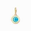 Ledamot Charm turkos Charmista Coin guldpläterad>Thomas Sabo Discount