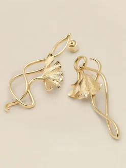YLVA LI Embla Leaf Crystal – Guld>Örhängen Discount