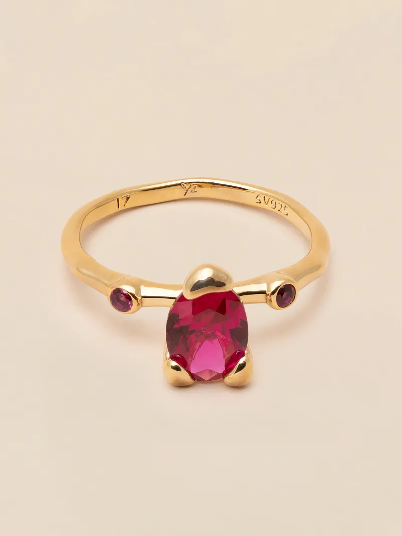 YLVA LI Embla Ring Ruby – Guld>Ringar Sale