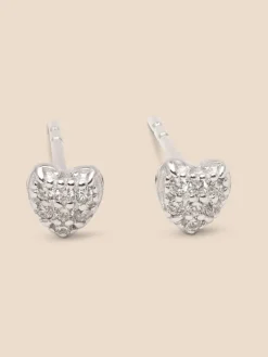 YLVA LI Pave Heart Diamond Örhängen – Silver 8652>Signature Diamond Collection Clearance